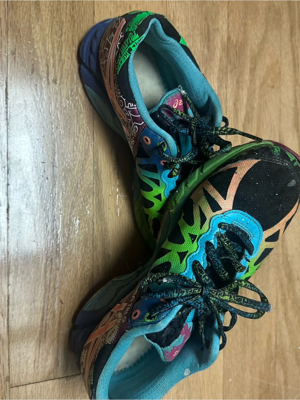 Asics Multicolor Kids Sneakers - Black, Blue & Green Accents